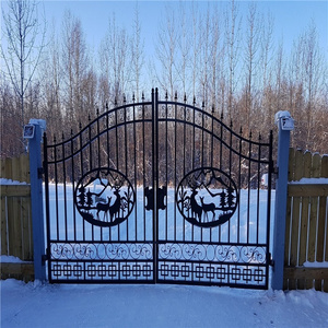 High Quality gate hardware wrought iron wrought iron driveway gate villa swing gates custom size