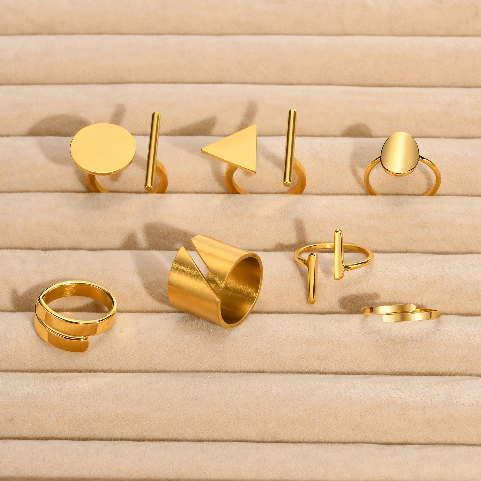 New Arrival 316l Stainless Steel Open Rings Smooth Gold Plated Geometric Finger Rings for Women Fashion Jewelry