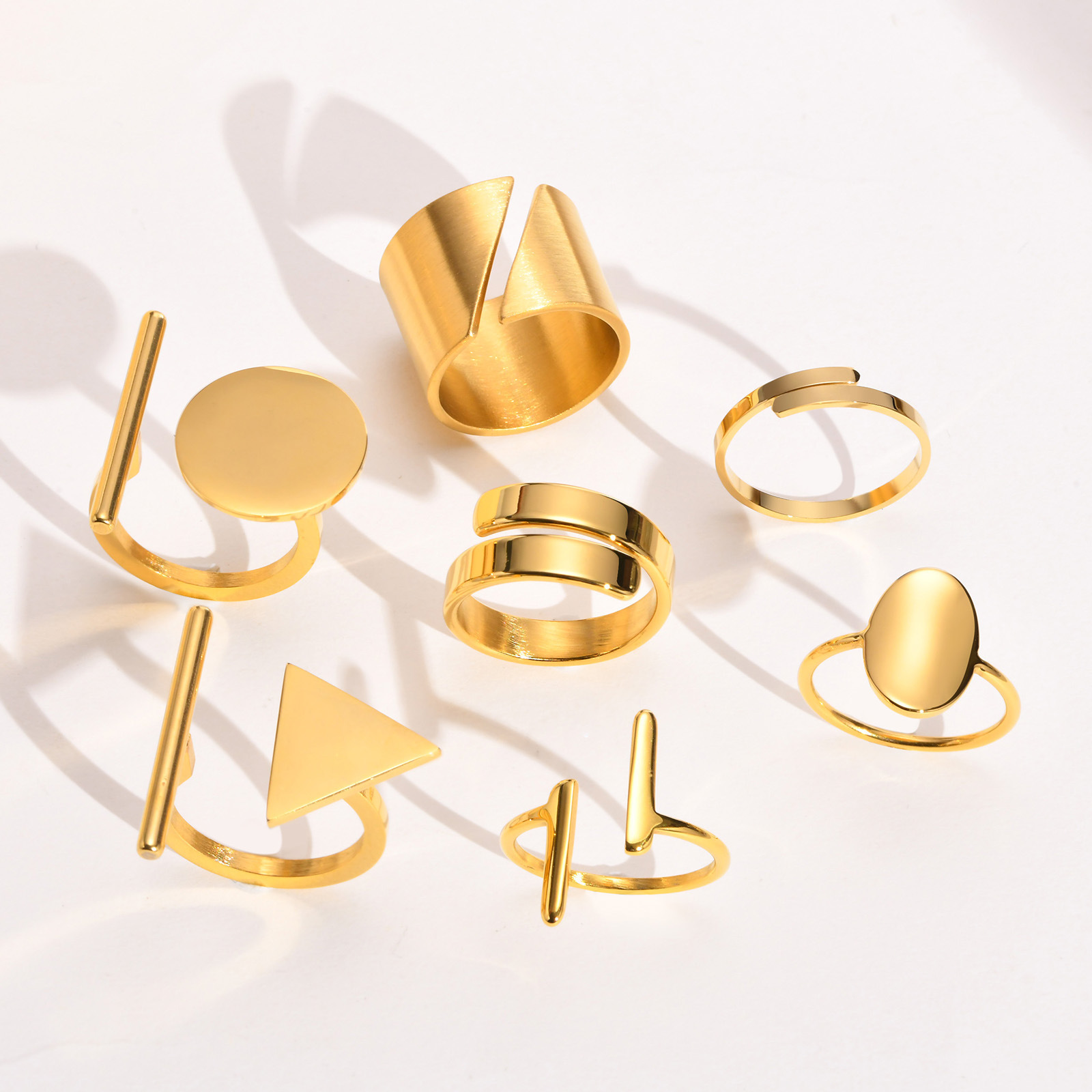 New Arrival 316l Stainless Steel Open Rings Smooth Gold Plated Geometric Finger Rings for Women Fashion Jewelry