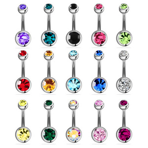 14G Stainless Steel Colorful Diamond 20 Pcs Navel Rings Set Piercing Jewelry Belly Rings Set for Women