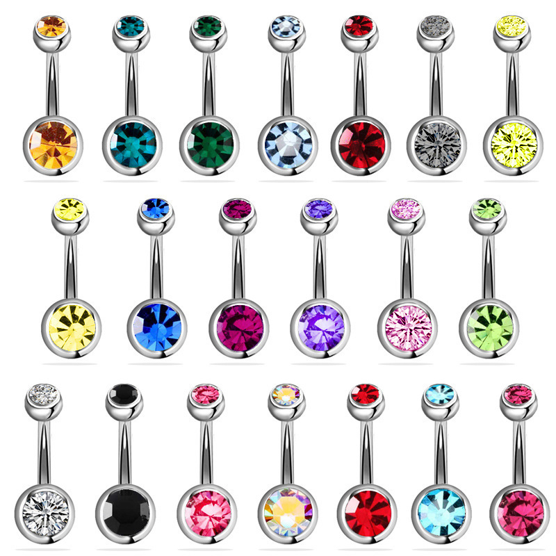 14G Stainless Steel Colorful Diamond 20 Pcs Navel Rings Set Piercing Jewelry Belly Rings Set for Women