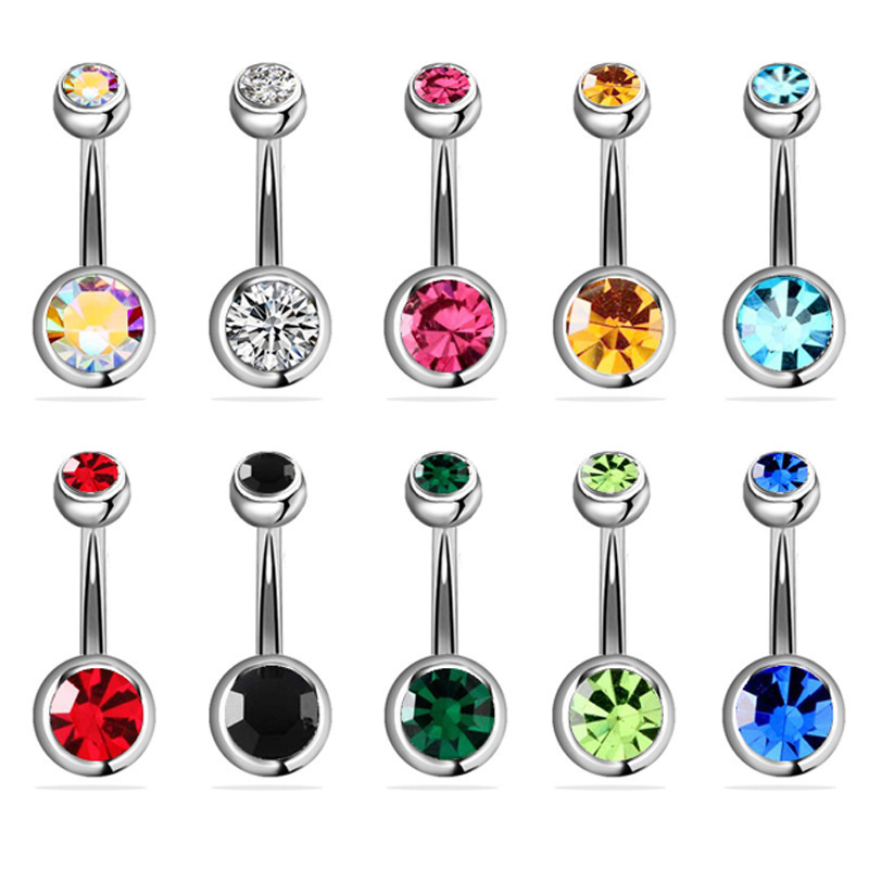 14G Stainless Steel Colorful Diamond 20 Pcs Navel Rings Set Piercing Jewelry Belly Rings Set for Women