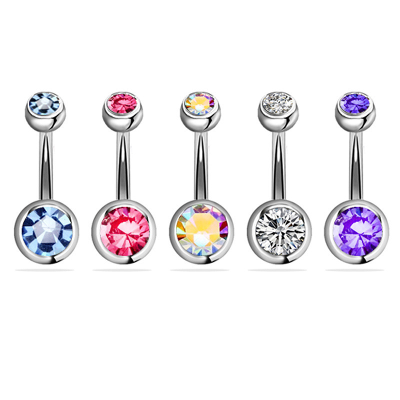 14G Stainless Steel Colorful Diamond 20 Pcs Navel Rings Set Piercing Jewelry Belly Rings Set for Women