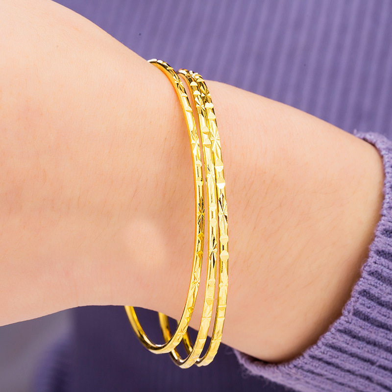 Hot Selling Thin Circle Bangles Vietnam Sand Gold Boho Brass Bracelets Bangles Bridal jewelry