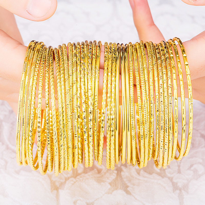 Hot Selling Thin Circle Bangles Vietnam Sand Gold Boho Brass Bracelets Bangles Bridal jewelry