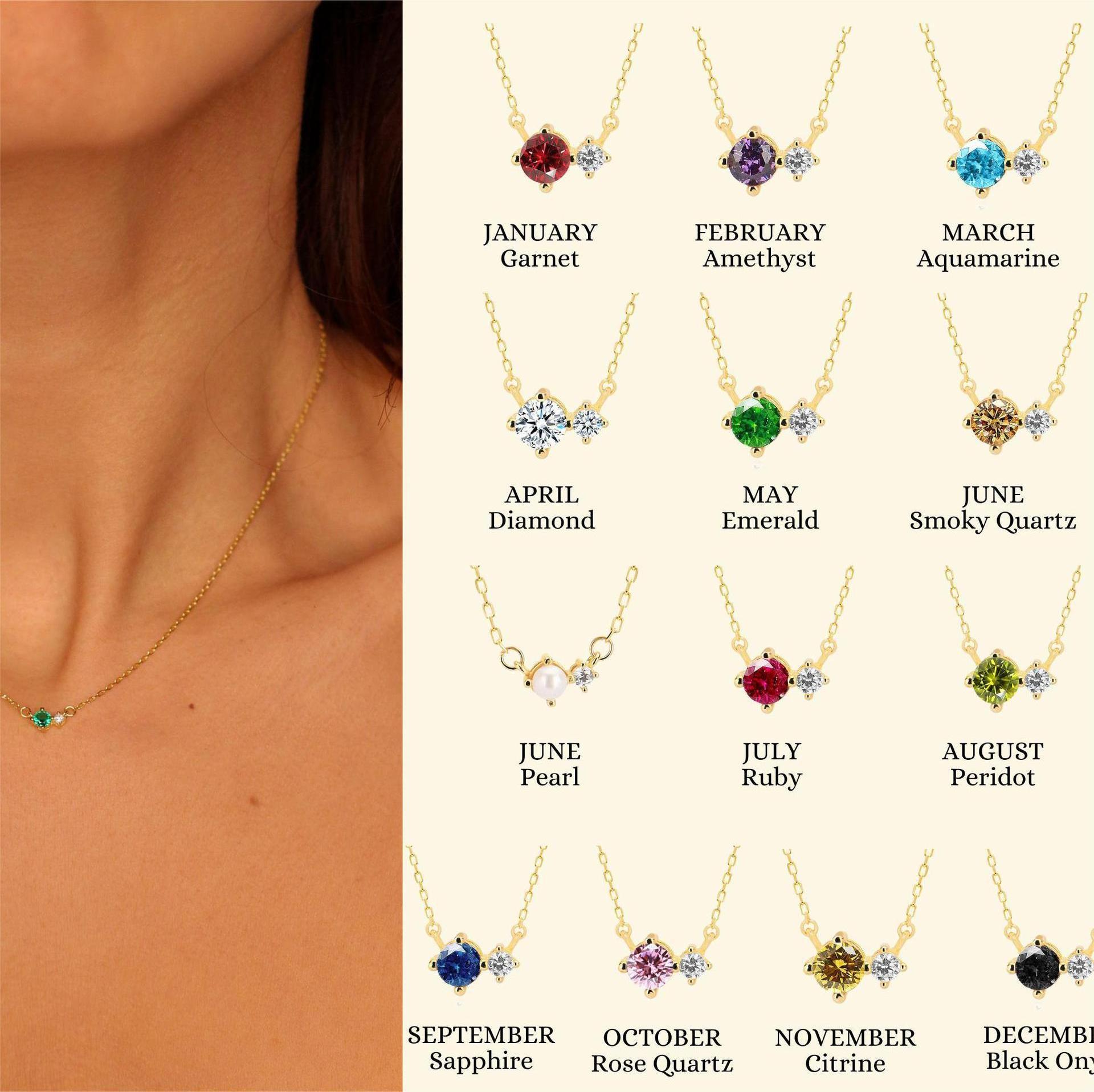 New Arrival Stainless Steel Colorful Birthstone Necklace Do not Fade 18K Real Gold Birthday Stone Chokers Necklace for Women