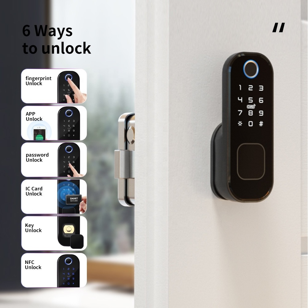 mart Home Waterproof Smart Electric Rim Lock with Tuya APP Control WIFI Outdoor Gate Door Fingerprint Smart Lock