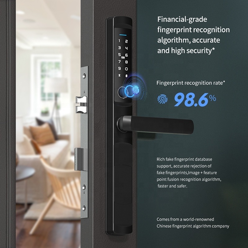 Fashion Design Zinc Alloy Panel Smart Fingerprint Lock Mobile Control Sliding Door Fully Automatic Smart Door Lock