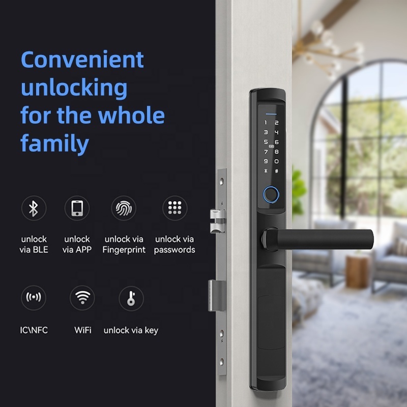 Fashion Design Zinc Alloy Panel Smart Fingerprint Lock Mobile Control Sliding Door Fully Automatic Smart Door Lock