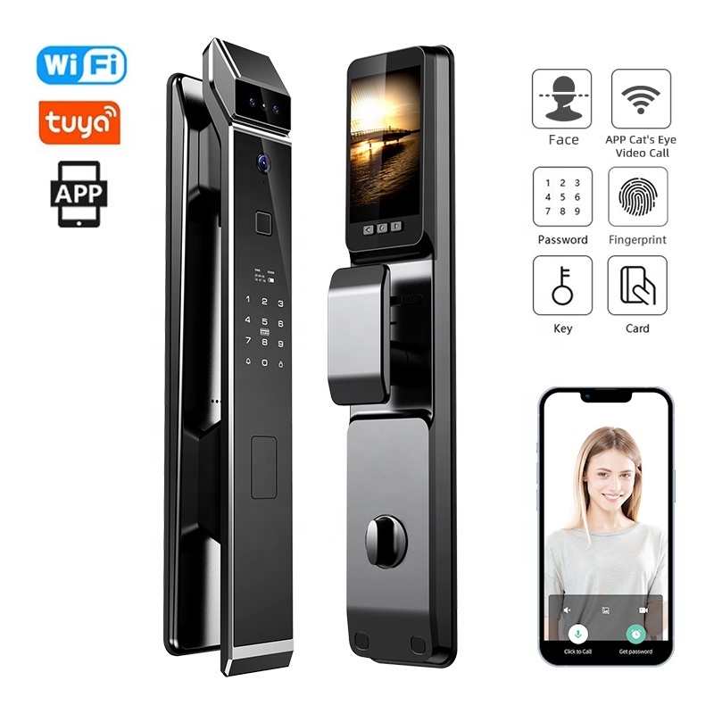 Wholesale Price  Manufacturer Smart  Lock With Camera Electronic 3d Facial Recognition  With Cat Eye Fingerprint smart door lock