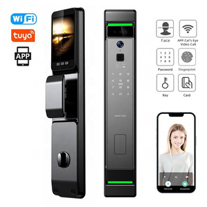 2024 New Design electronic smart door lock 24 hour intelligent monitoring with cat eye and camera face recognition digital lock