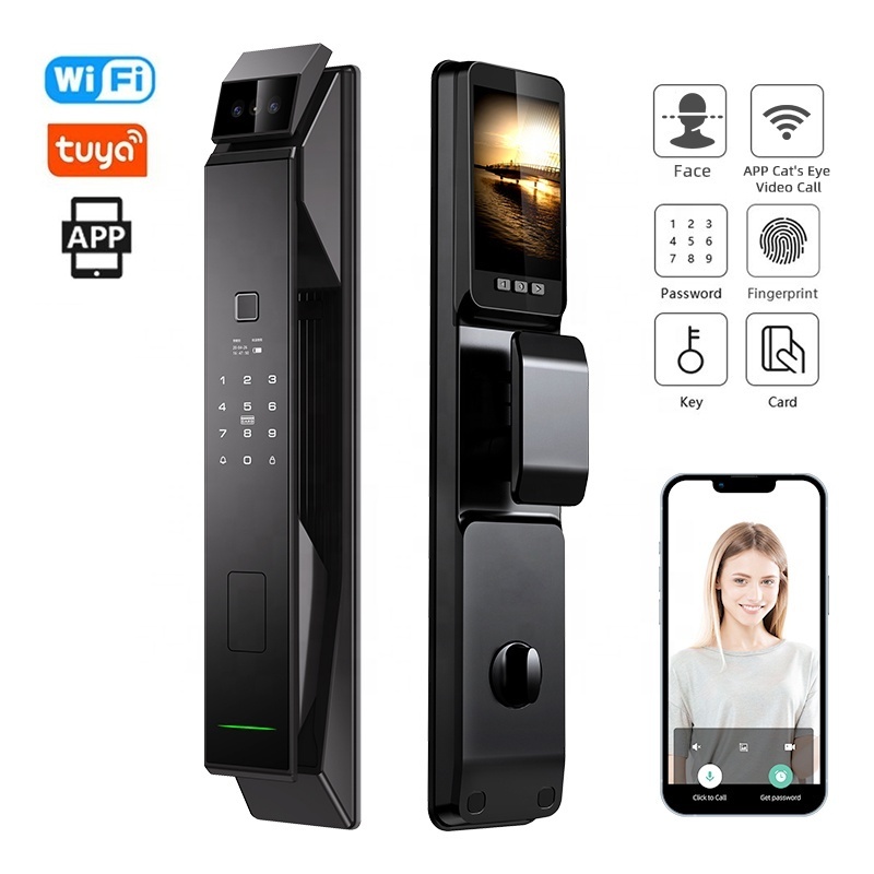 New arrival product Ultra wide Angle recognition Intelligent Lock High secure Night vision function tuya smart door lock with