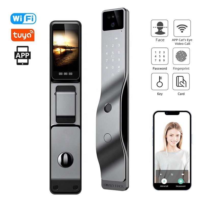 High Quality3D Facial Recognition With Camera Intelligent Door Lock Tuya Smart Lock With Intercom Ring Door Bell Camera For Home