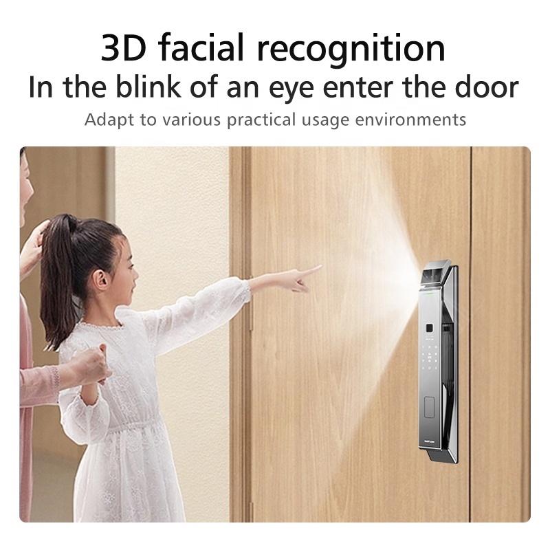 High Quality3D Facial Recognition With Camera Intelligent Door Lock Tuya Smart Lock With Intercom Ring Door Bell Camera For Home