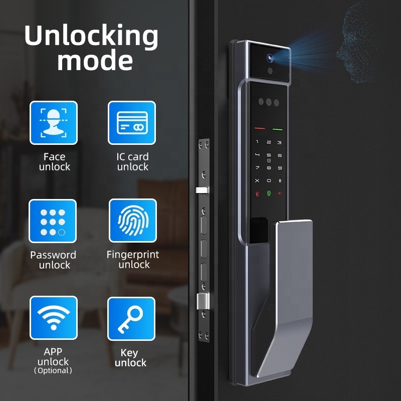 MIXSSON M200FV3D Face Technology Automatic Unlocking Push Pull Handle Access Control Door Lock Smart Phone Intelligent Door Lock