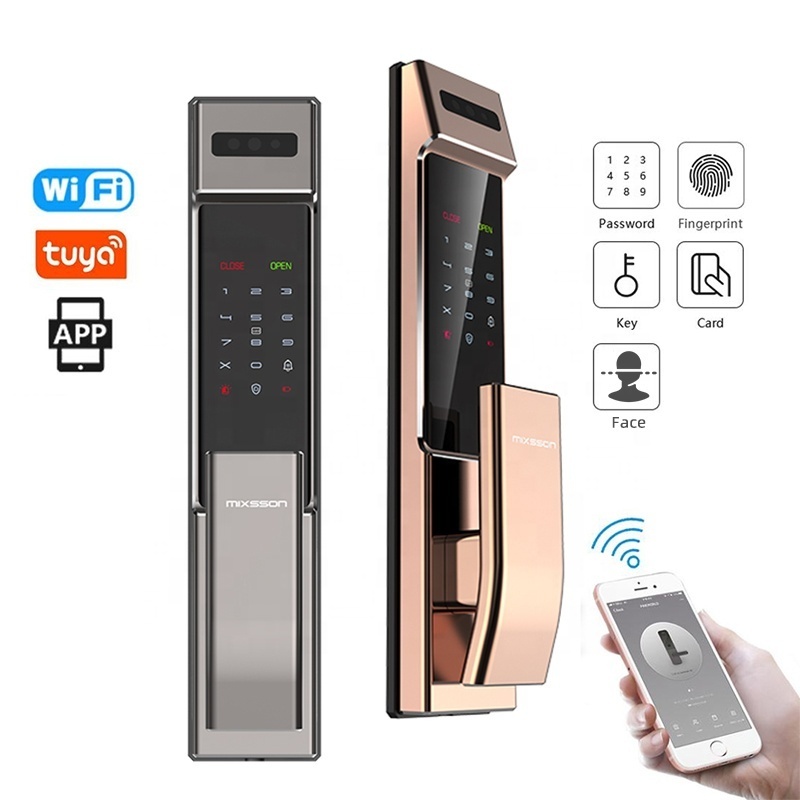 MIXSSON M100F Push And Pull Door Lock 24 Hours Intelligent Monitoring Easy Installation Fingerprint Password Doorbell Smart Lock