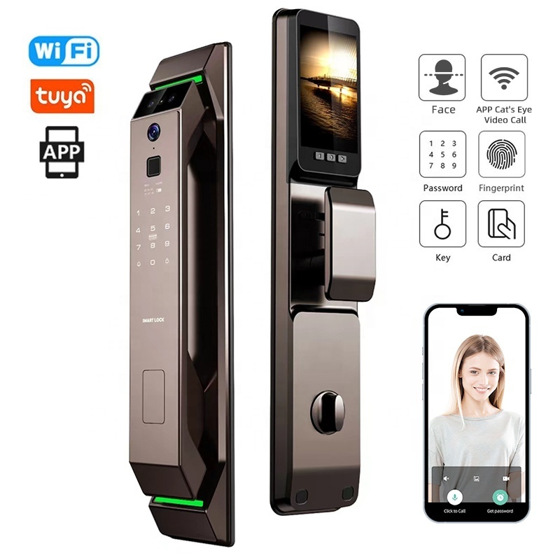 2024 New Design Night Vision Function 24 Hours Intelligent Monitoring With Cat Eye Remote Control Intercom Intelligent Door Lock