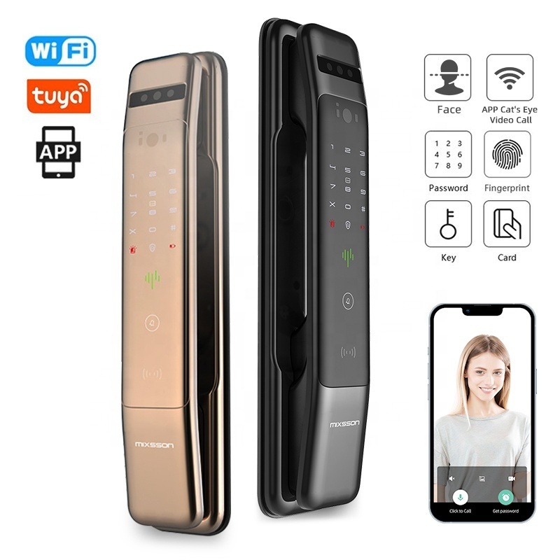 Mixsson M1000FV Manufacturer Intelligent Door Lock With Camera Full Automatic 3D Facial Recognition Fingerprint Smart Door Lock