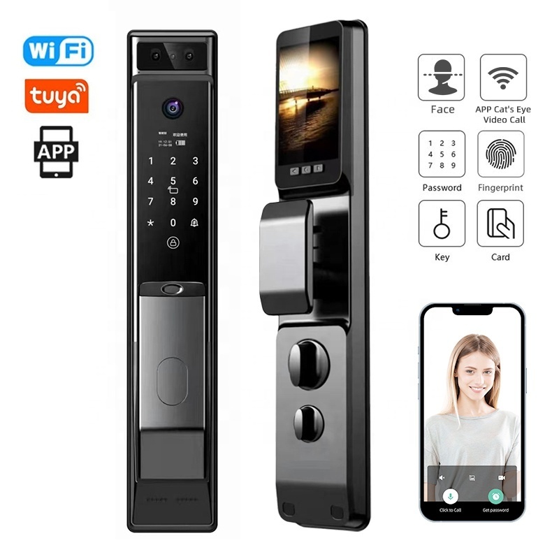 High Quality face recognition smart locks for front door digital fingerprint door lock remote tuya wifi control intelligent lock