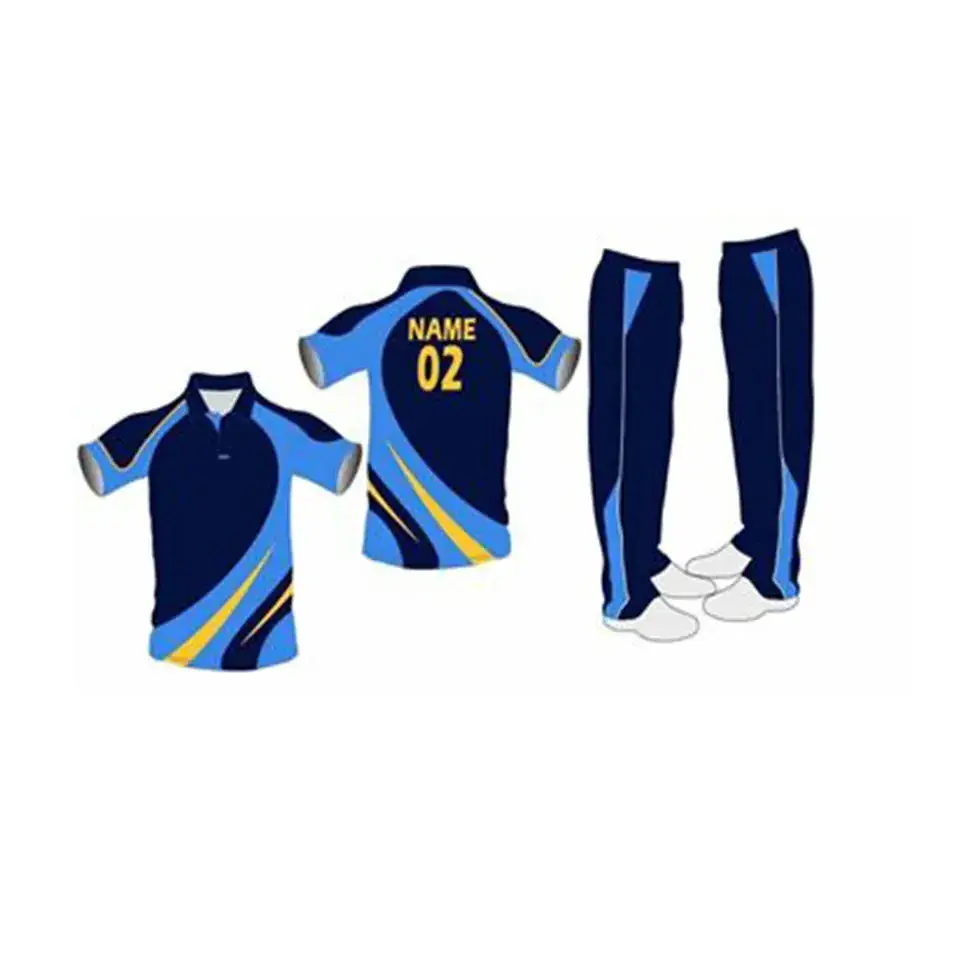 Customized Sublimation Cricket Kit Uniform Set For Men Adult Sizes Half Sleeve Cricket Shirt And Pant