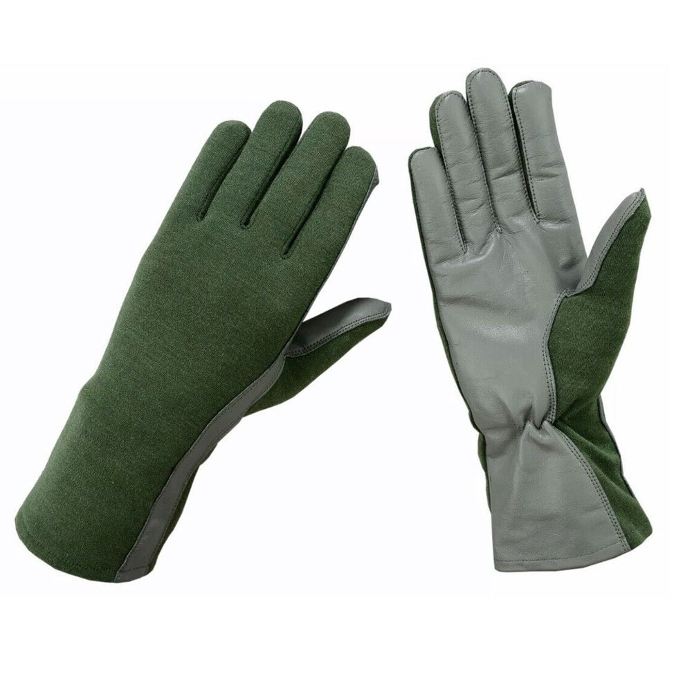 Sheep Leather Cheap Gloves Pilot Gloves Green Gross Colors Flyer Men Nomex Custom Safety Gloves 2023