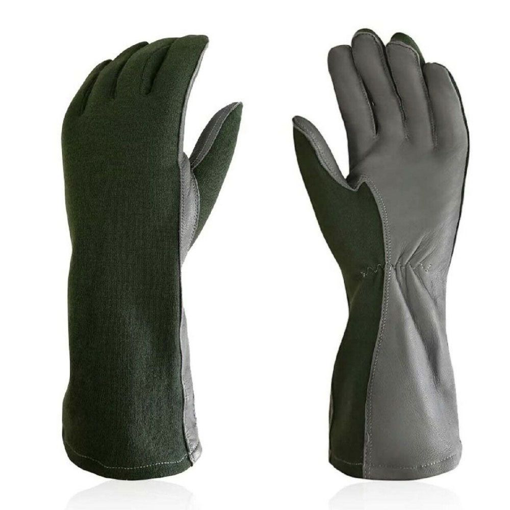 Sheep Leather Cheap Gloves Pilot Gloves Green Gross Colors Flyer Men Nomex Custom Safety Gloves 2023