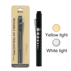 Led Medical Inspection Penlight White Yellow Light Flashlight With Pupil Gauge And Ruler For Nurses And Doctors Promotional Gift