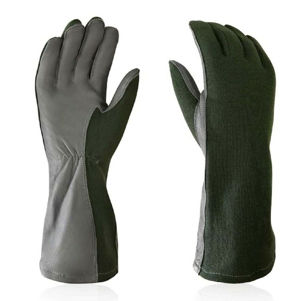 Sheep Leather Cheap Gloves Pilot Gloves Green Gross Colors Flyer Men Nomex Custom Safety Gloves 2023