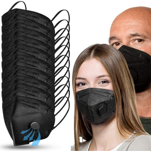 Wholesale 5/7 Layers Non-Woven Black Face Mask Disposable KN95 Face Mask with breathing-valve Protection