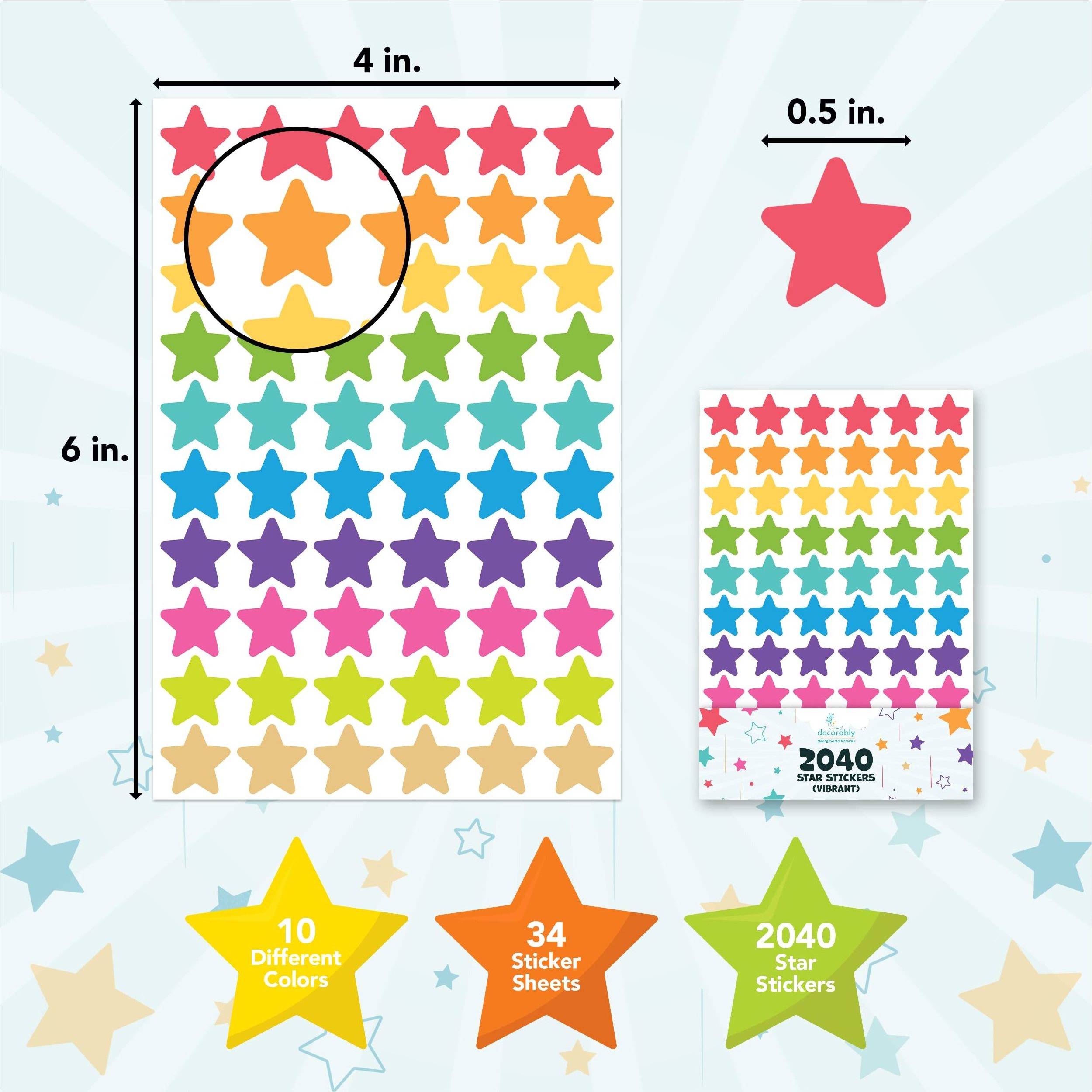 10Pcs Shining Stars Decal School Children Kids Teacher Label Reward Cute Sticker for DIY Scrapbook Decor School Supplies