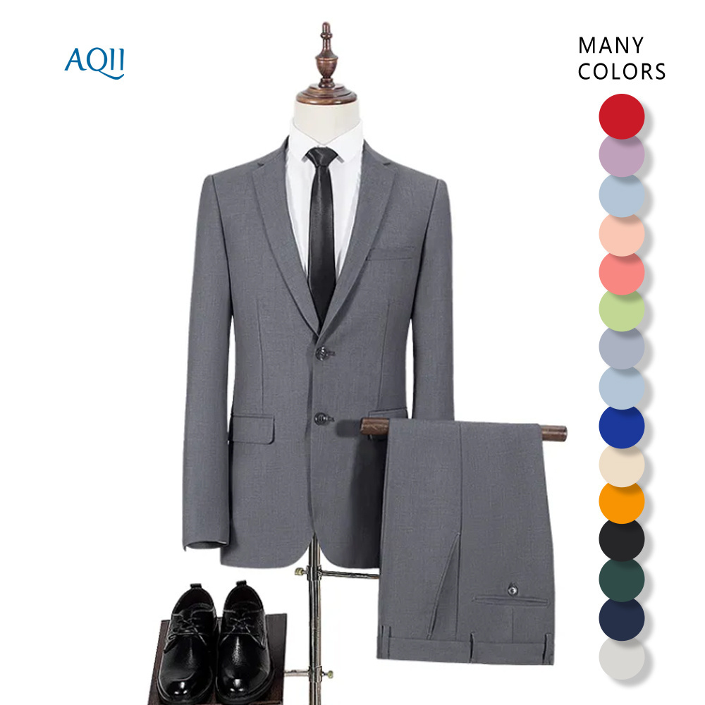 Custom 100% Wool Slim Fit Formal Business 2 Pieces Pant Blazer Coat Jacket Men Suits for Men