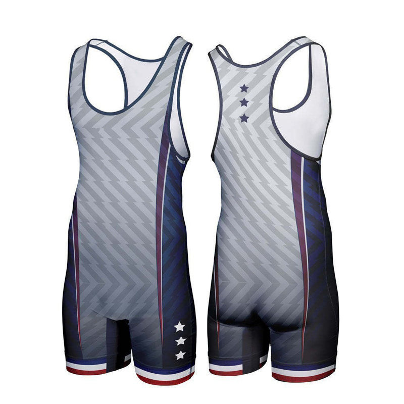 Polyester spandex fabric wholesale men custom sublimation printing wrestling singlet