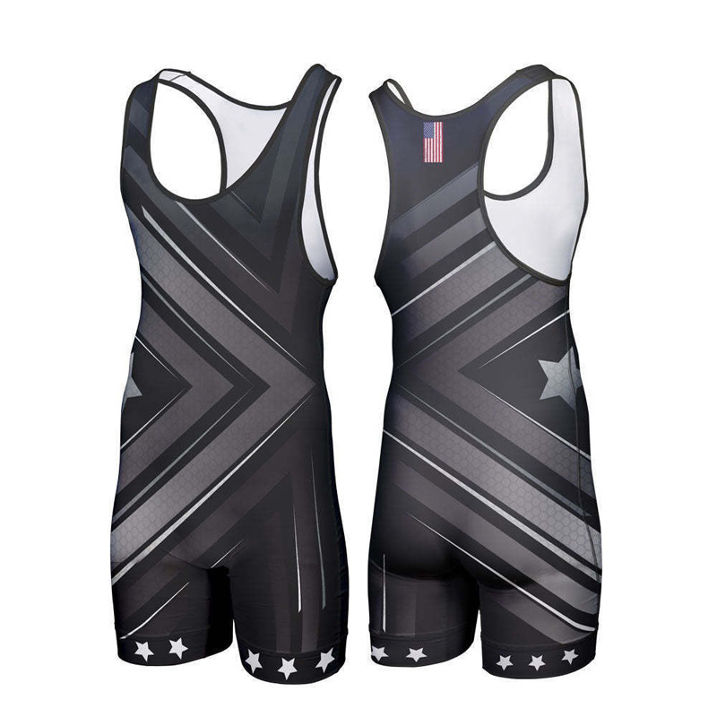 Polyester spandex fabric wholesale men custom sublimation printing wrestling singlet