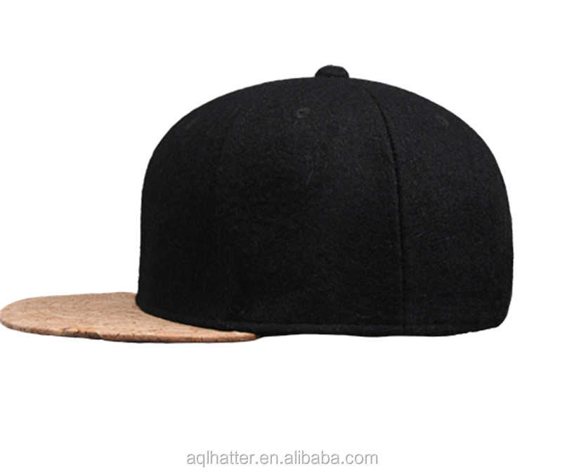 wholesale custom cork snapback hat cap wood brim blank baseball cap hat