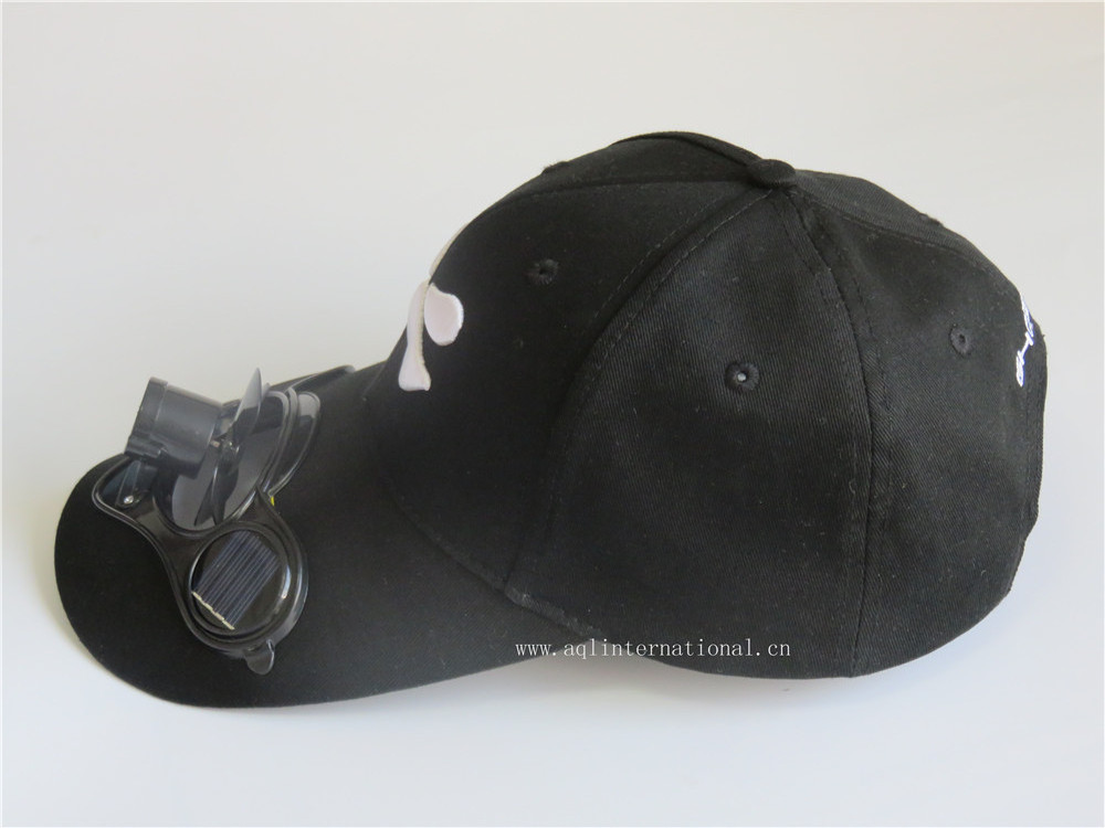 Custom 3d embroidery solar powered fan cap multi-function baseball hat with fan cooling cap hat