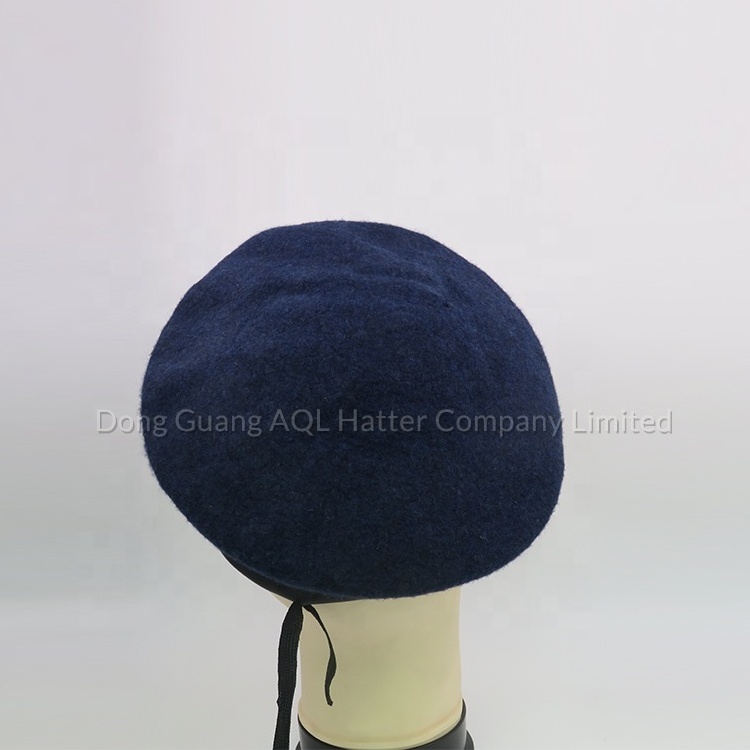 Hot sale high quality custom knitted hat navy blue 100% wool beret cap mens french beret hat