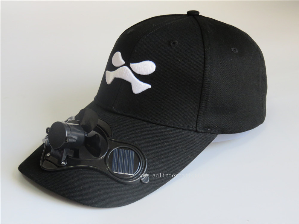 Custom 3d embroidery solar powered fan cap multi-function baseball hat with fan cooling cap hat