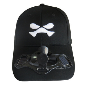 Custom 3d embroidery solar powered fan cap multi-function baseball hat with fan cooling cap hat