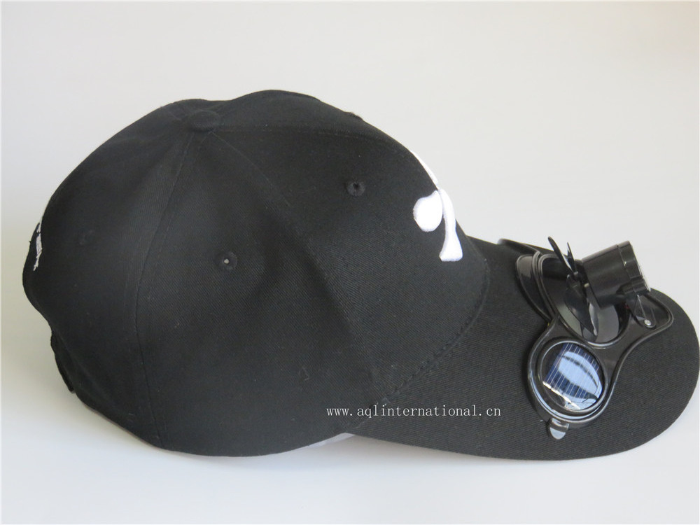 Custom 3d embroidery solar powered fan cap multi-function baseball hat with fan cooling cap hat