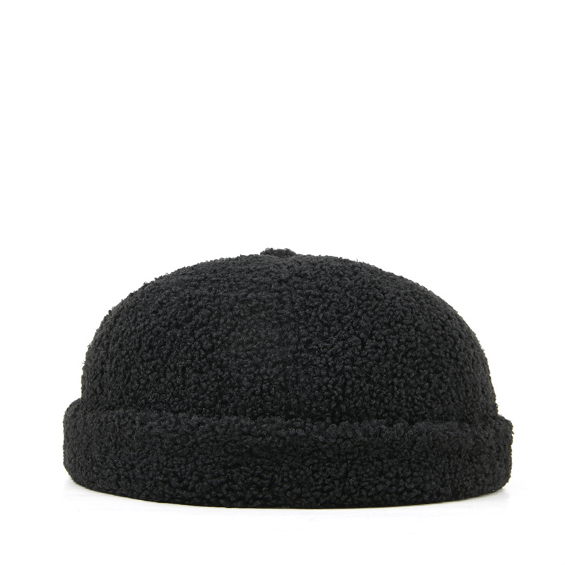 Custom Plain Color Fur Docker Dome Cap Hat Custom Brimless Baseball Cap