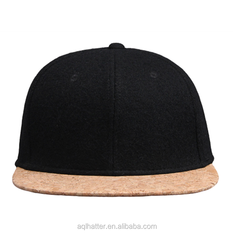 wholesale custom cork snapback hat cap wood brim blank baseball cap hat