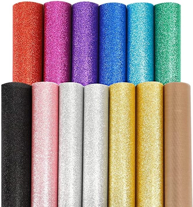 AQM Wholesale Glitter Heat Transfer Vinyl Roll Fast Shipping 50cm*25/50m Colors HTV Rolls for Textiles