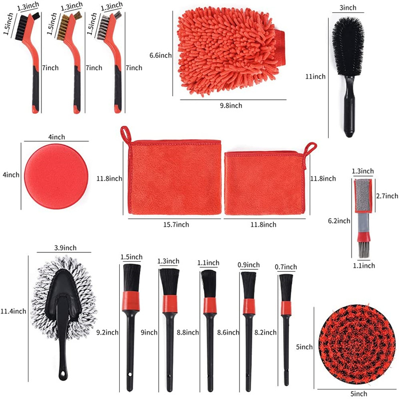 High Quality Car Wash Brush Set Long Handle Car Detailing Brush Car Wash Brush for Interior Cleaning Wheel Gap