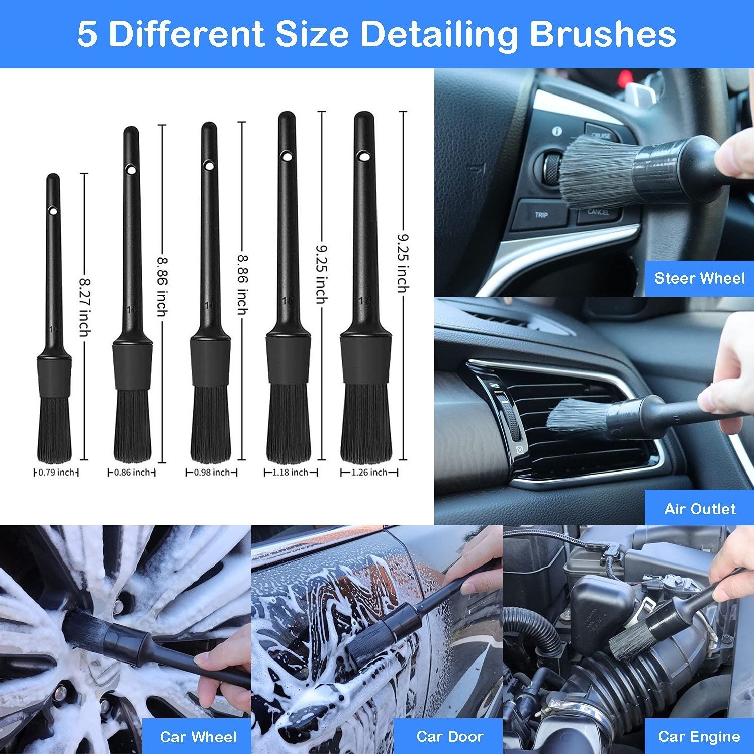 20pcs Car Wheel Tire Detailing Brush Set Drill Soft Brushes 17