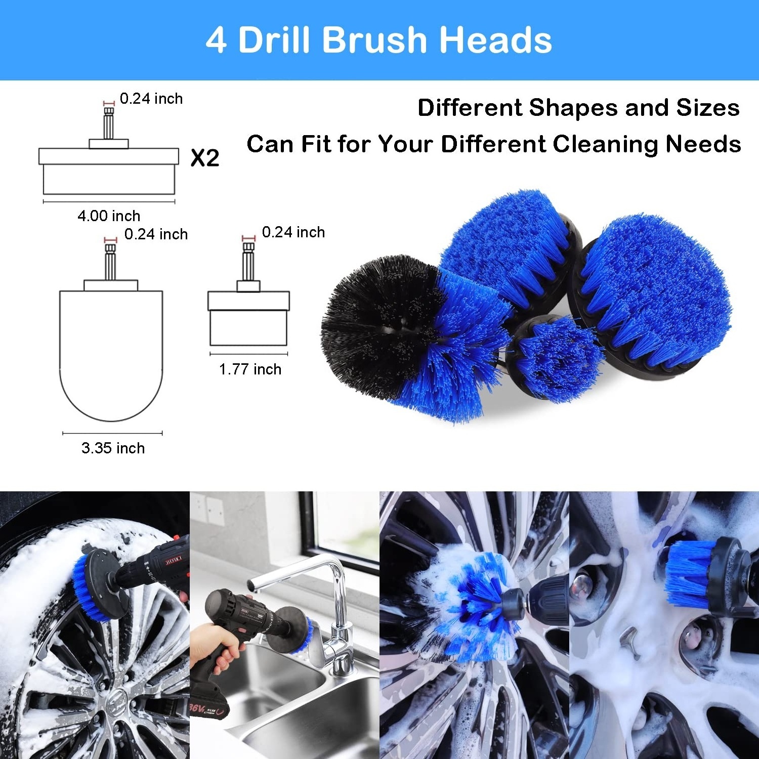 20pcs Car Wheel Tire Detailing Brush Set Drill Soft Brushes 17