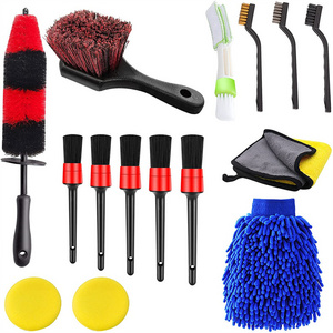 Factory Direct Supply 15Pcs Detailing Car Wheel/Tire Brush Set Kit for Auto Motorcycle Cleaning washing tools