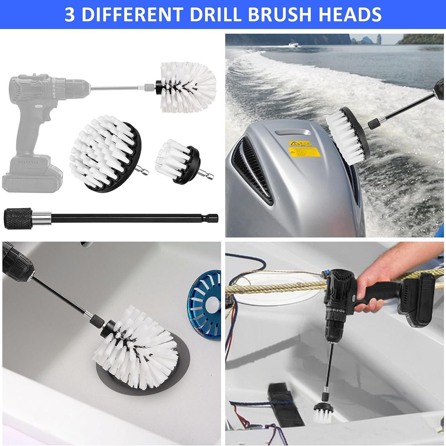 13Pcs Wash Cleaning Kit With Collapsible Bucket Boat Drill Brushes Kit With Car Detailing Brush Set