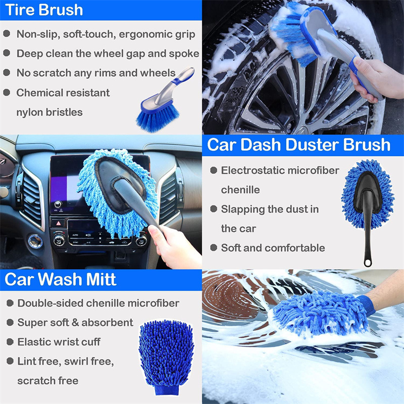 19 PCS Detailing Brushes Car Wash Brush Kit For Cleaning Automotive Cleaning Wheels Interior And Exterior