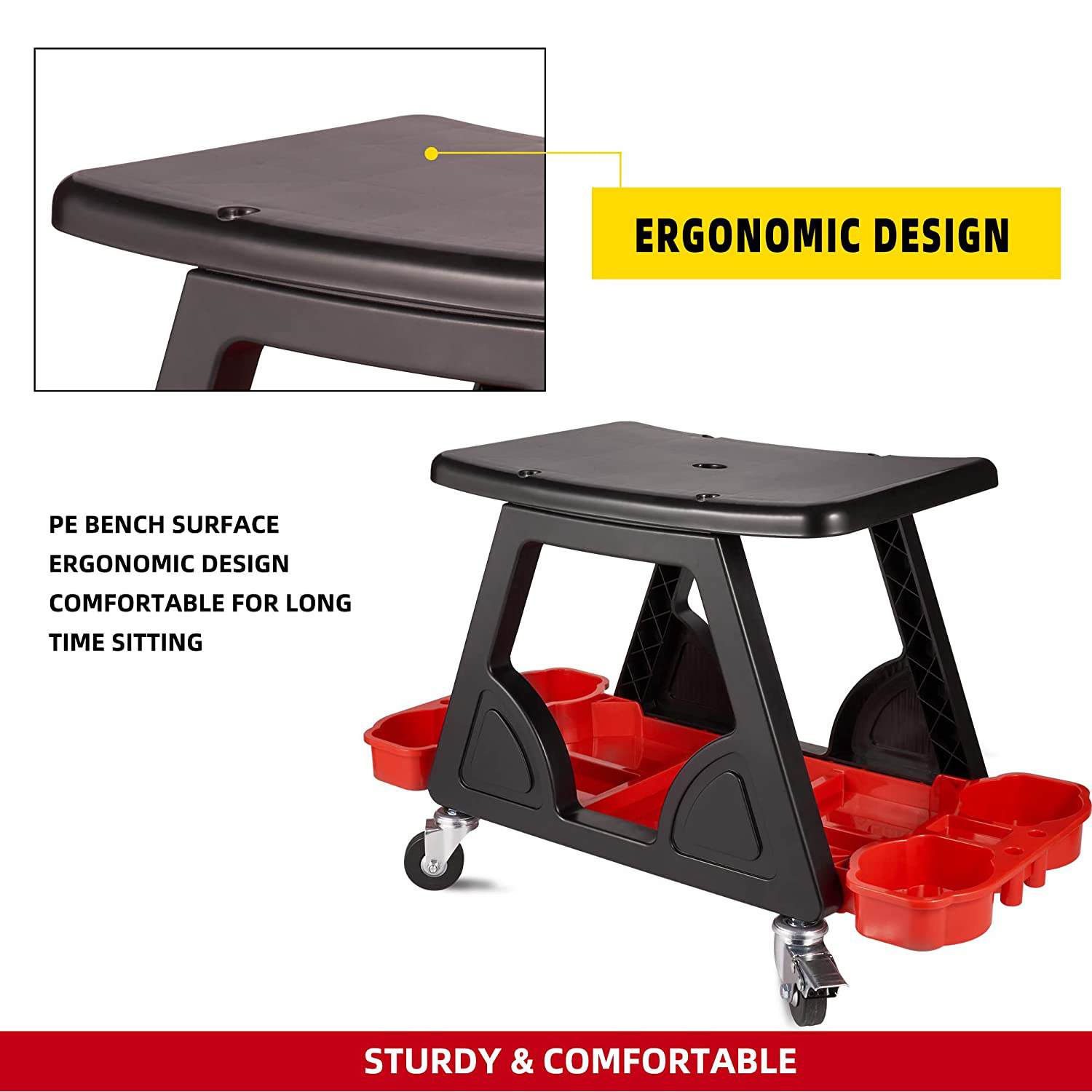 Detailing Seat Car Heavy Duty Rolling Seat And Rolling Garage Stool Mechanics Rolling Stool Creeper Seat