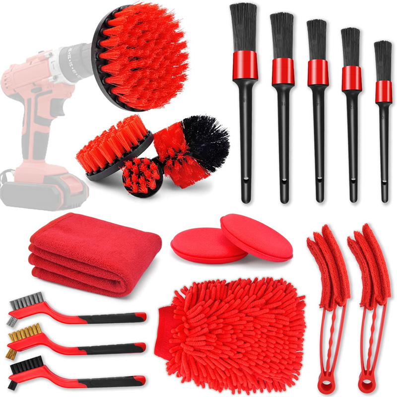 Automotive Durable Premium 18Pcs Car Wash Brush  Car Interior Towel Brush